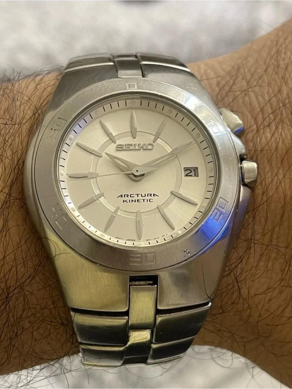 Seiko Arctura Kinetic 5M62-0AL0 Men's Watch Silver Dial Stainless Steel 43mm